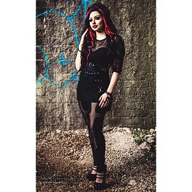 NECESSARY EVIL Ruched Mesh Lyssa Černá L