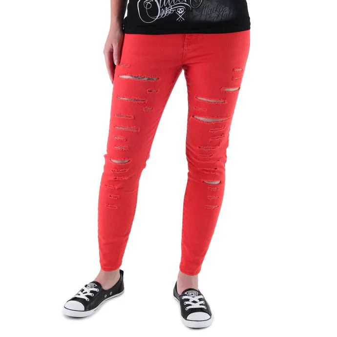 kalhoty jeans VANS High Rise Back Zip Flame XS